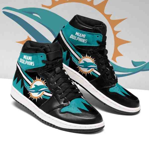 NFL Customized  shoes Miami Dolphins High Top Leather AJ1 Sneakers 002