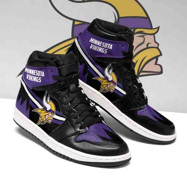 NFL Customized  shoes Minnesota Vikings High Top Leather AJ1 Sneakers 002