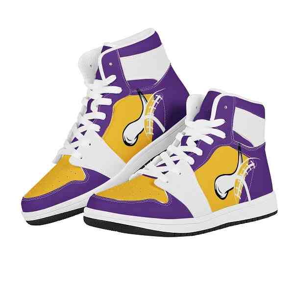 NFL Customized  shoes Minnesota Vikings High Top Leather AJ1 Sneakers 001