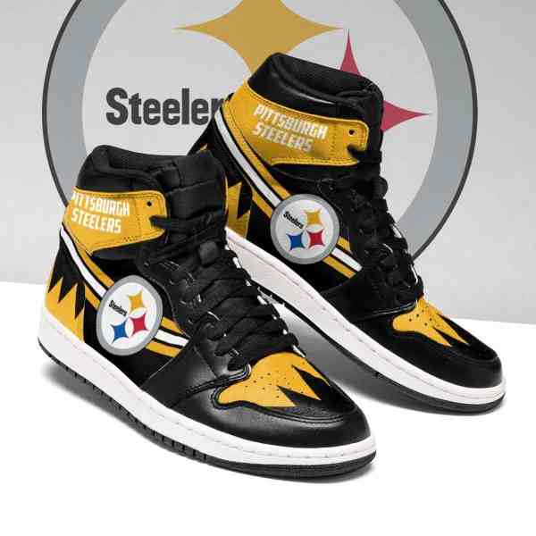 NFL Customized  shoes Pittsburgh Steelers High Top Leather AJ1 Sneakers 002