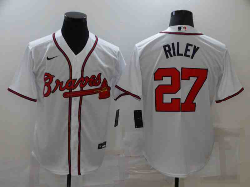 Men's Atlanta Braves #27 Austin Riley White Flex Base Stitched Jersey