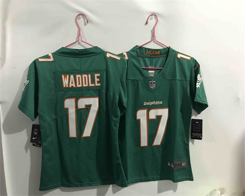 Women Nike Dolphins 17 Jaylen Waddle Aque 2021 NFL Draft Vapor Untouchable Limited Jersey