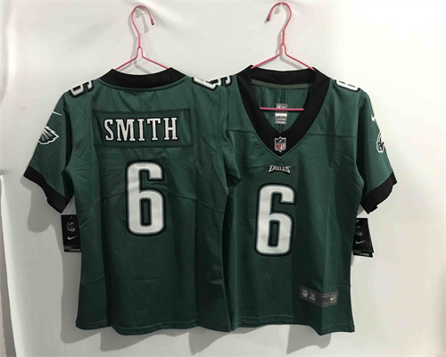 Women Nike Eagles 6 DeVonta Smith Green 2021 Draft Vapor Limited Jersey