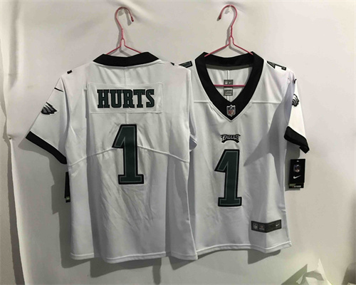 Women Philadelphia Eagles 1 Jalen Hurts White Vapor Untouchable Limited Stitched Jersey