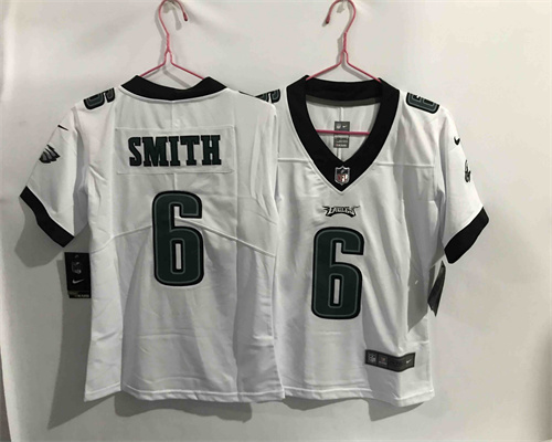 Women Nike Eagles 6 DeVonta Smith White 2021 Draft Vapor Limited Jersey