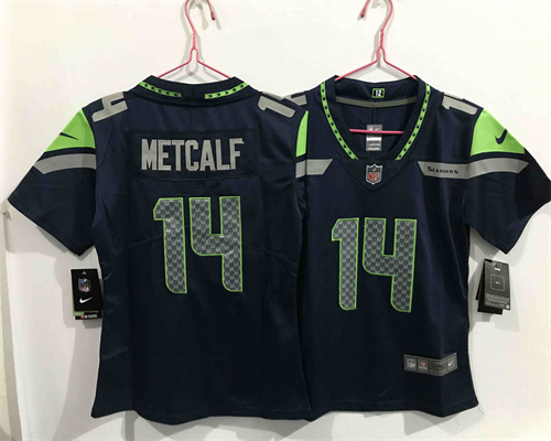 Women Nike Seahawks 14 DK Metcalf Navy Nike Vapor Untouchable Limited Jersey