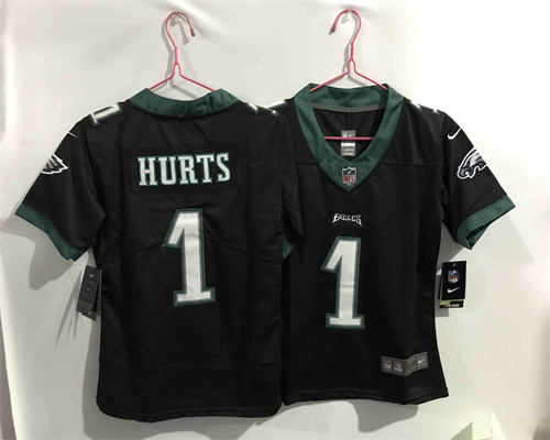 Youth Philadelphia Eagles 1 Jalen Hurts Black Vapor Untouchable Limited Stitched Jersey