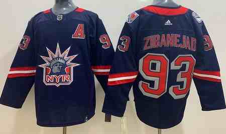 Men's New York Rangers #93 Mika Zibanejad Navy 2021 Reverse Retro Authentic Jersey