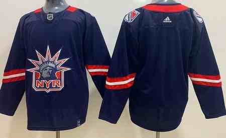 Men's New York Rangers Blank Navy 2021 Reverse Retro Authentic Jersey