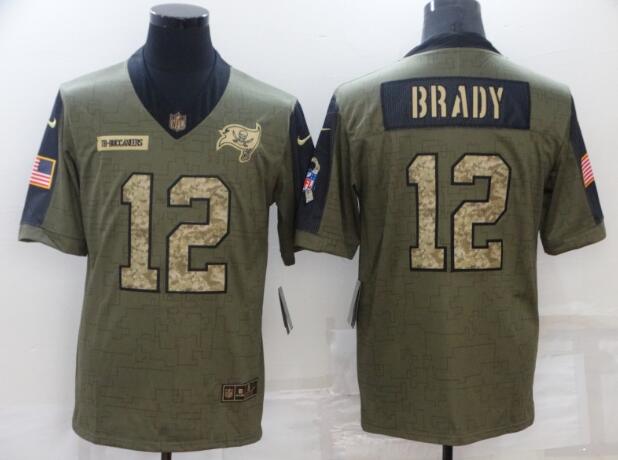 Men's Tampa Bay Buccaneers 12 Tom Brady Nike Olive Camo 2021 Salute To Service  Limited Jersey