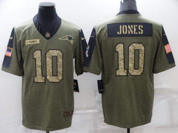 Men's New England Patriots 10 Mac Jones  Nike Olive Camo 2021 Salute To Service Retired Player Limited Jersey