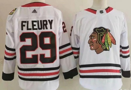 Men's Chicago Blackhawks #29 Marc Andre Fleury White Authentic Jersey