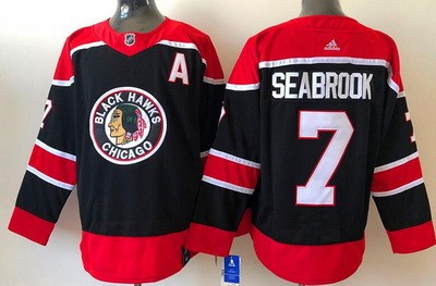 Men's Chicago Blackhawks #7 Brent Seabrook Black 2021 Reverse Retro Authentic Jersey