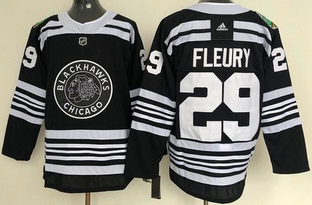 Men's Chicago Blackhawks #29 Marc Andre Fleury Black 2019 Winter Classic Jersey