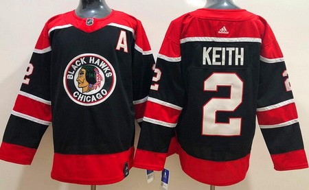 Men's Chicago Blackhawks #2 Duncan Keith Black 2021 Reverse Retro Authentic Jersey