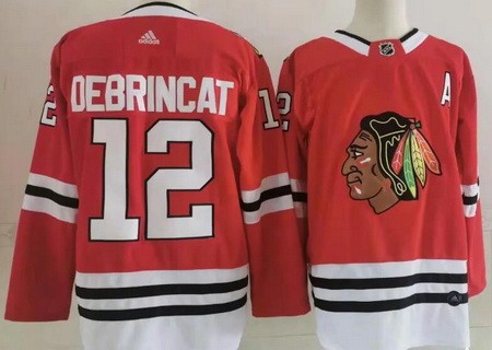 Men's Chicago Blackhawks #12 Alex DeBrincat Red Authentic Jersey