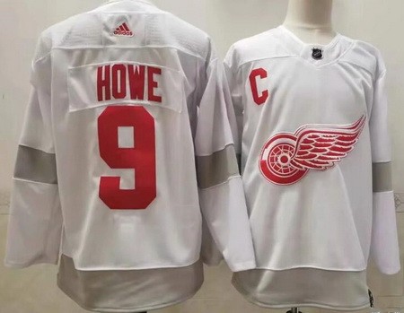 Men's Detroit Red Wings #9 Gordie Howe White 2021 Reverse Retro Authentic Jersey