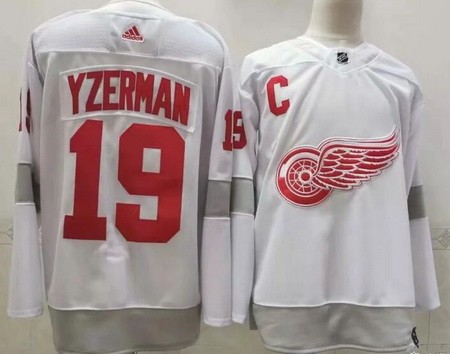 Men's Detroit Red Wings #19 Steve Yzerman White 2021 Reverse Retro Authentic Jersey