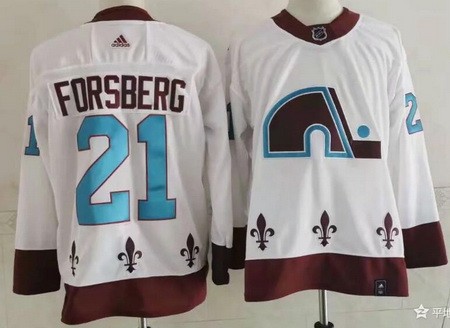 Men's Colorado Avalanche #21 Peter Forsberg White 2021 Reverse Retro Authentic Jersey