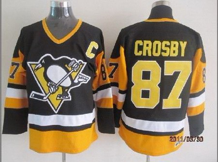 Men's Pittsburgh Penguins #87 Sidney Crosby Black Throwback Jersey