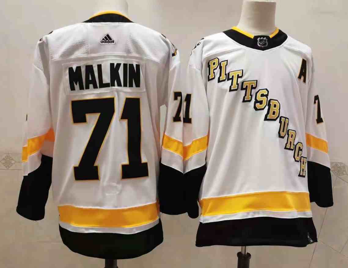 Men's Pittsburgh Penguins #71 Evgeni Malkin White 2021 Reverse Retro Authentic Jersey