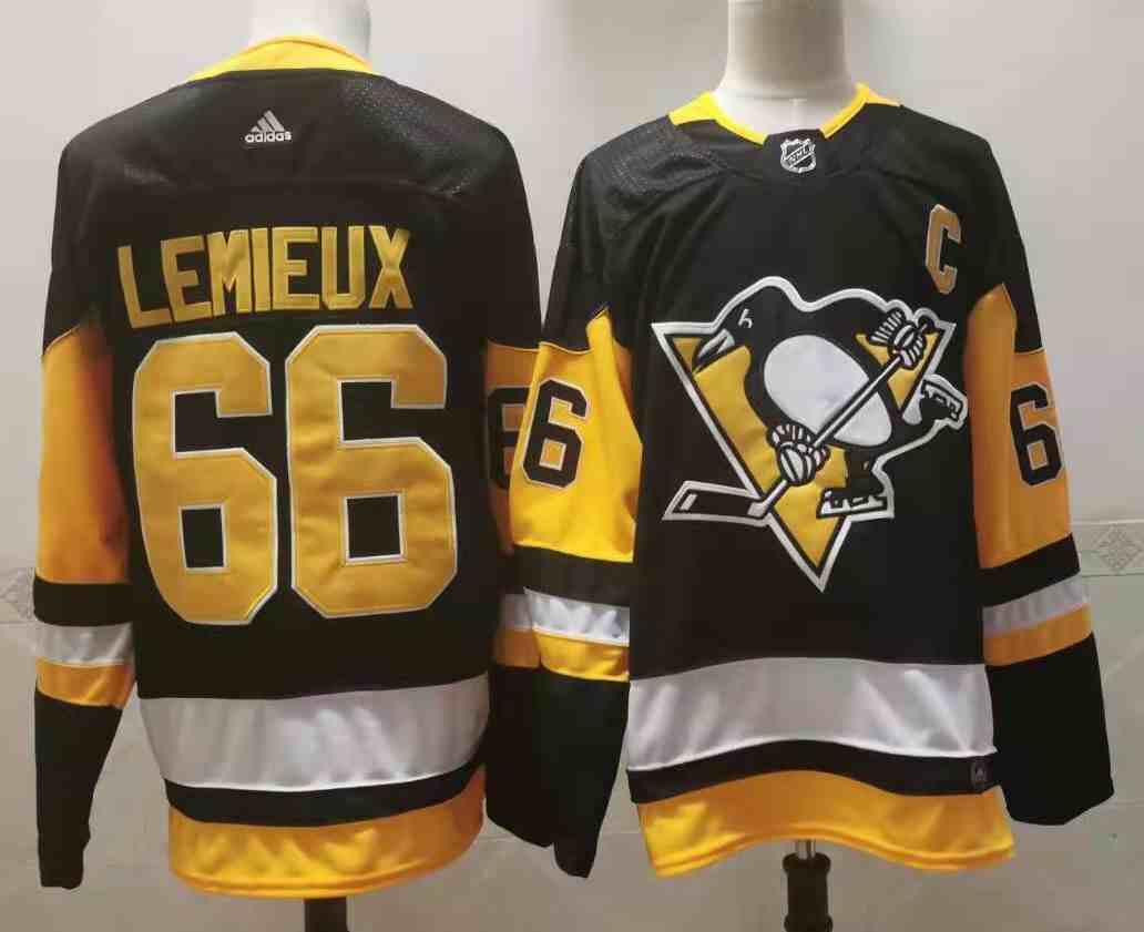 Men's Pittsburgh Penguins #66 Mario Lemieux  Black Throwback Jersey