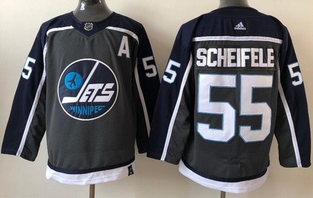 Men's Winnipeg Jets #55 Mark Scheifele Gray 2021 Reverse Retro Authentic Jersey