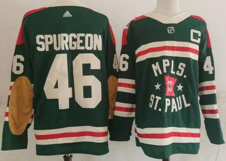 Men's Minnesota Wild #46 Jared Spurgeon Green 2022 Winter Classic Authentic Jersey