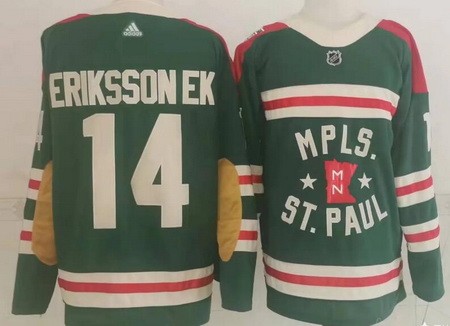 Men's Minnesota Wild #14 Joel Eriksson Ek Green 2022 Winter Classic Authentic Jersey