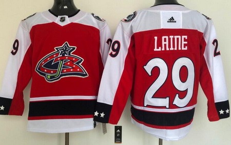 Men's Columbus Blue Jackets #29 Patrik Laine Red 2021 Reverse Retro Authentic Jersey