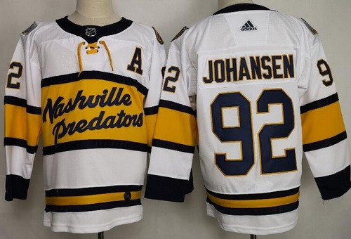 Men's Nashville Predators #92 Ryan Johansen White 2020 Winter Classic Authentic Jersey