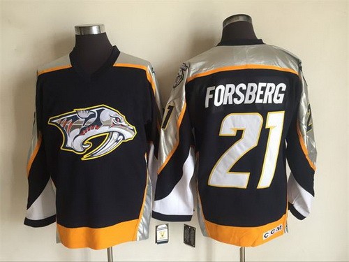 Men's Nashville Predators #21 Filip Forsberg Black Throwback Jersey