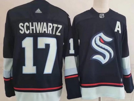 Men's Seattle Kraken #17 Jaden Schwartz Navy Authentic Jersey