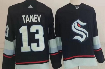 Men's Seattle Kraken #13 Brandon Tanev Navy Authentic Jersey