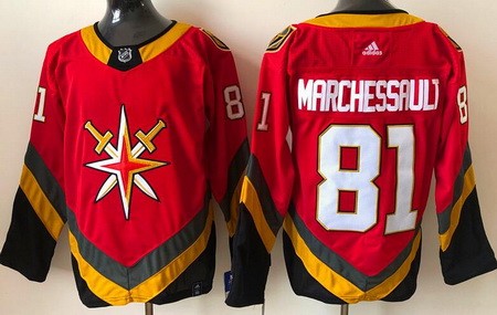 Men's Vegas Golden Knights #81 Jonathan Marchessault Red 2021 Reverse Retro Authentic Jersey