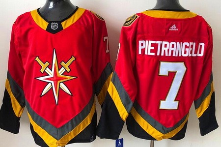 Men's Vegas Golden Knights #7 Alex Pietrangelo Red 2021 Reverse Retro Authentic Jersey