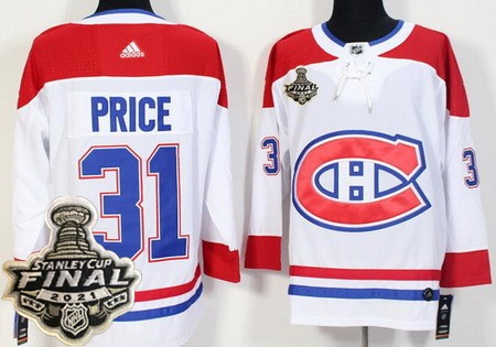Men's Montreal Canadiens #31 Carey Price White 2021 Stanley Cup Finals Authentic Jersey