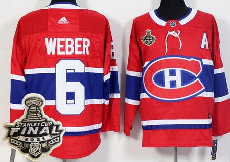 Men's Montreal Canadiens #6 Shea Weber Red 2021 Stanley Cup Finals Authentic Jersey