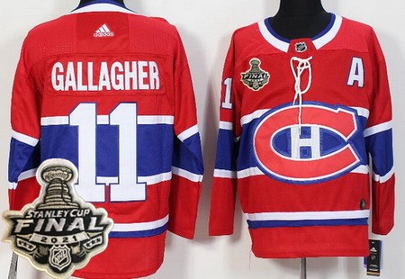 Men's Montreal Canadiens #11 Brendan Gallagher Red 2021 Stanley Cup Finals Authentic Jersey
