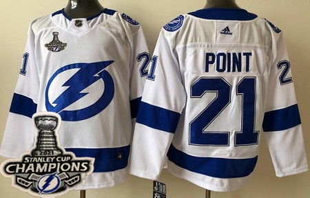 Men's Tampa Bay Lightning #21 Brayden Point White 2021 Stanley Cup Champions Authentic Jersey