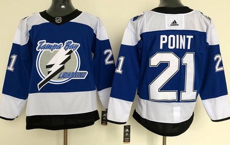 Men's Tampa Bay Lightning #21 Brayden Point Blue 2021 Reverse Retro Authentic Jersey