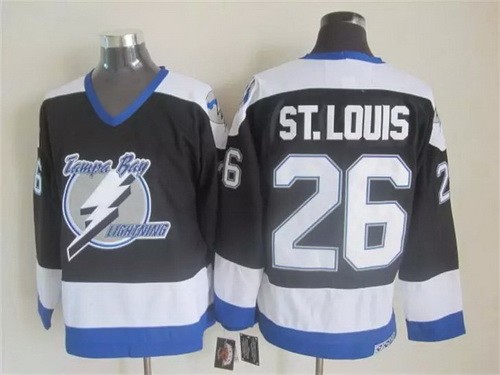 Men's Tampa Bay Lightning #26 Martin St Louis Black Throwback Jersey