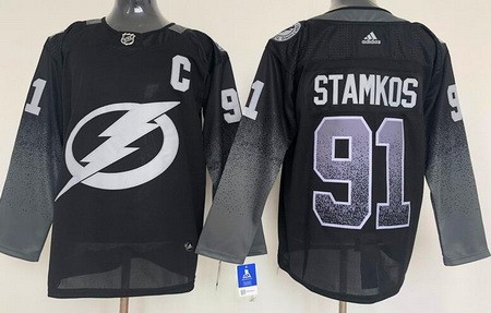 Men's Tampa Bay Lightning #91 Steven Stamkos Black Alternate Authentic Jersey
