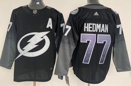 Men's Tampa Bay Lightning #77 Victor Hedman Black Alternate Authentic Jersey