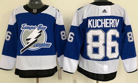 Men's Tampa Bay Lightning #86 Nikita Kucherov Blue 2021 Reverse Retro Authentic Jersey