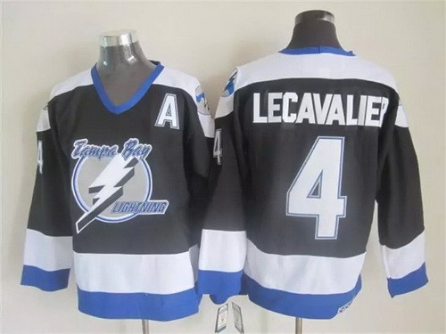 Men's Tampa Bay Lightning #4 Vincent LeCavalier Black Throwback Jersey