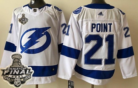 Men's Tampa Bay Lightning #21 Brayden Point White 2021 Stanley Cup Finals Authentic Jersey
