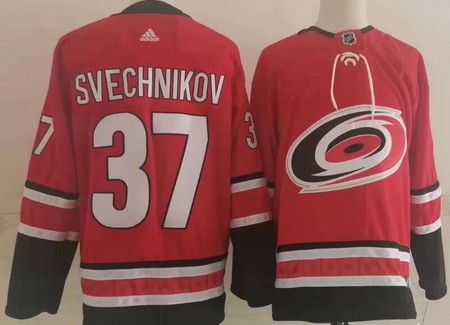 Men's Carolina Hurricanes #37 Andrei Svechnikov Red Authentic Jersey