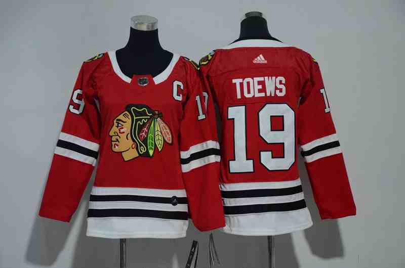 Blackhawks 19 Jonathan Toews Red Women Adidas Jersey