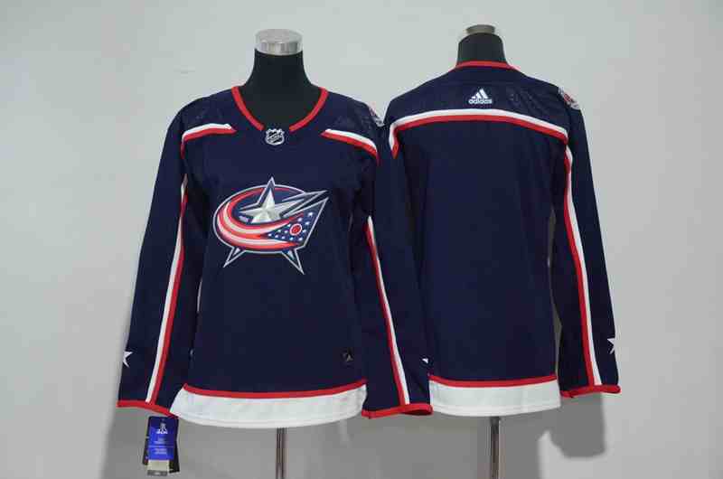 Blue Jackets Blank Navy Women Adidas Jersey